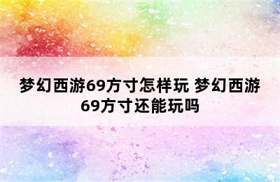 梦幻西游69方寸怎样玩 梦幻西游69方寸还能玩吗